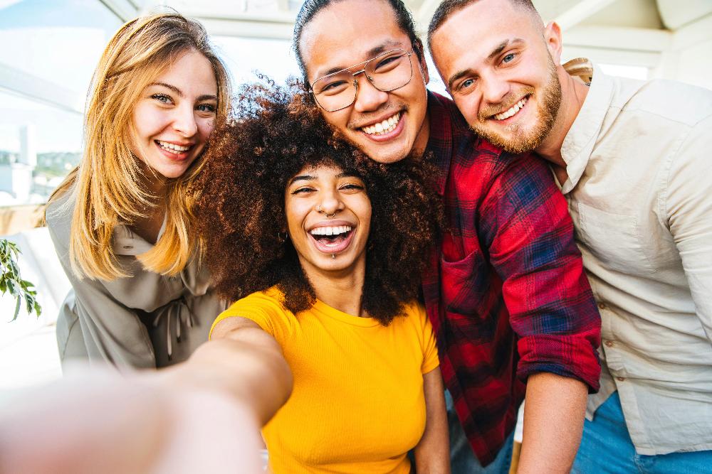 group of friends taking selfie in Prahran, VIC